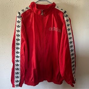 ADIDAS VINTAGE Red Windbreaker/Track Jacket Size M